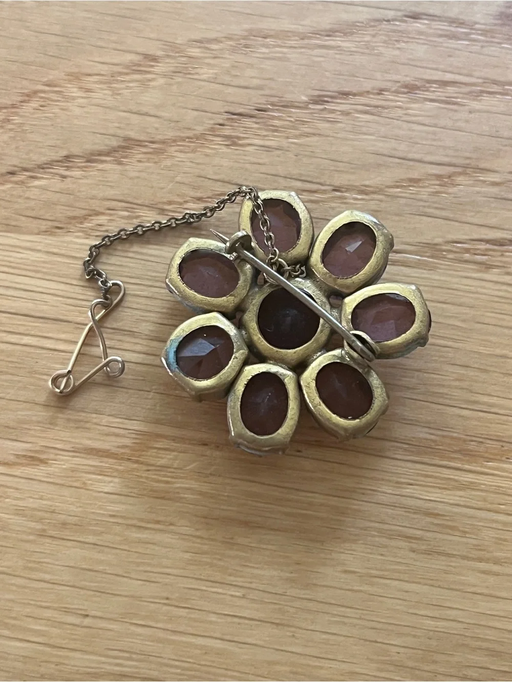 Vintage Amethyst Rhinestone Flower Brooch